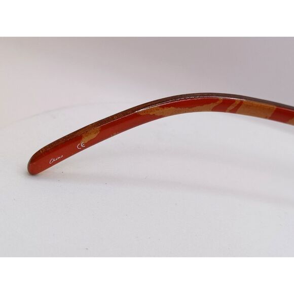 L.E.I. Brand Half Rim Red Orange Patterned Arms Brown Tinted Lens Sunglasses - Picture 5 of 8